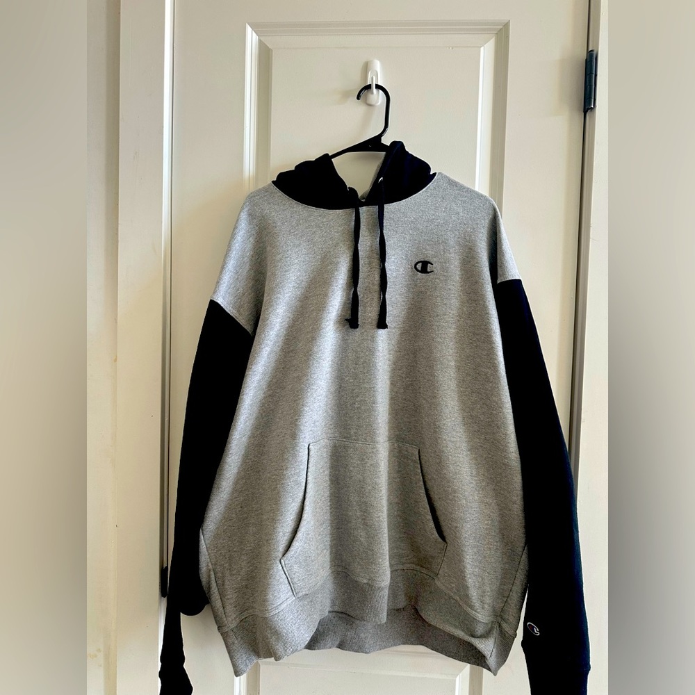 Champion Gray Body with Black Hood & Sleeves Pullover Hoodie XXL